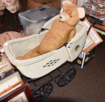 Lot 1008 - Circa 1930s Wicker Stylised Childs Pram,...