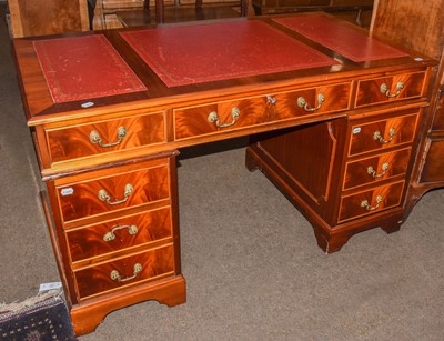 Lot 1278 - A modern pedestal desk, 136cm by 75cm by 78cm