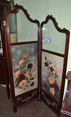 Lot 430 - Late Victorian three leaf screen with three still life oil panels