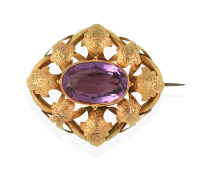 Lot 2307 - An Amethyst Brooch/Pendant