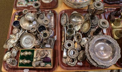 Lot 191 - Two trays of small silver and silver-plated...