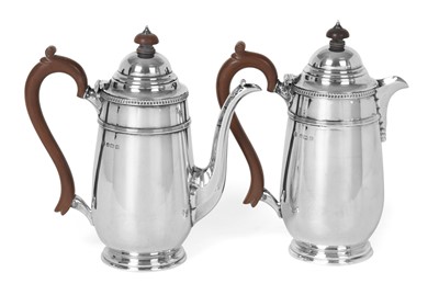 Lot 2136 - A George VI Silver Coffee-Pot and Hot-Milk Jug