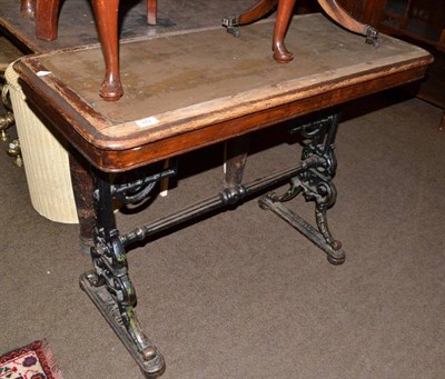 Lot 442 - Victorian pub table with cast iron case, stamped Reynolds, Bradford