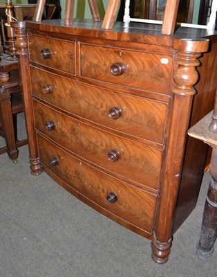 Lot 443 - Victorian mahogany five drawer bow fronted chest