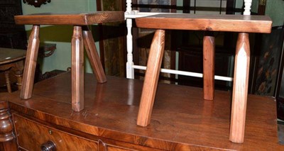 Lot 444 - Two pitch pine stools