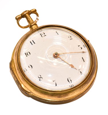 Lot 175 - A gilt metal pair cased verge pocket watch,...