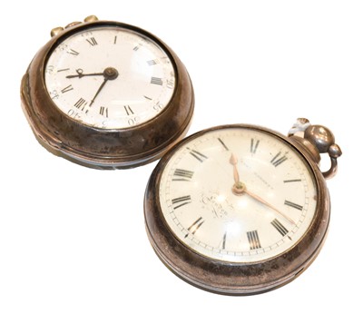 Lot 267 - A silver pair cased verge pocket watch, singed...