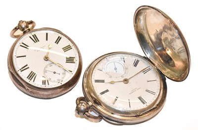 Lot 186 - A silver lever full hunter pocket watch,...