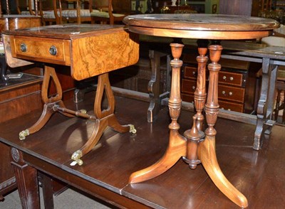 Lot 446 - Reproduction mahogany waterfall bookcase; reproduction circular occasional table; walnut...