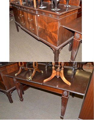 Lot 447 - An Edwardian blind fret carved sideboard and a mahogany extending dining table