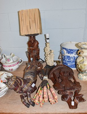 Lot 453 - Decorative Asian items including a carved root...