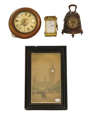 Lot 194 - A bronzed bell shaped mantel timepiece, a...