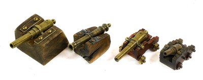 Lot 3068 - Four Miniature Brass Models of Signal Cannons,...