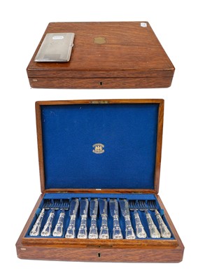 Lot 206 - A cased set of silver plate fish eaters; a...