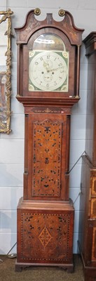 Lot 1243 - ~ An oak and mahogany eight-day longcase clock,...