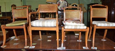 Lot 462 - Three Regency cane seated single dining chairs and a similar carver chair