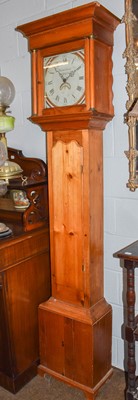 Lot 1247 - ~ A pine thirty-hour, longcase clock, early...