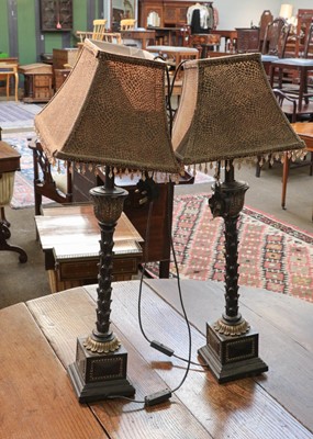 Lot 1246 - ~ A pair of modern Regency style table lamps,...