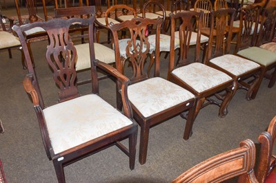 Lot 1301 - Eight George III style mahogany dining chairs,...