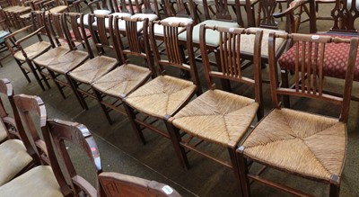 Lot 1303 - ~  Eight 19th century rush seated dining...