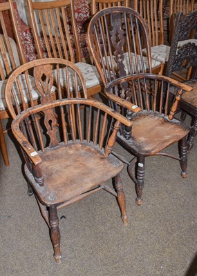 Lot 1312 - ~  Two late 19th century spindle back Windsor...