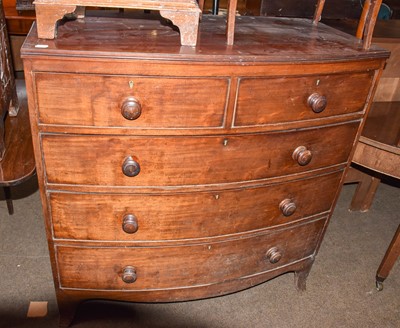 Lot 1335 - ~  A George III mahogany bow fronted chest of...