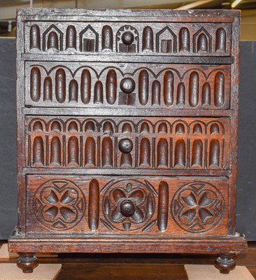 Lot 1327 - ~  A Victorian small carved oak cabinet,...