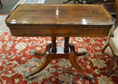 Lot 468 - Regency rosewood and cross-banded fold-over card table