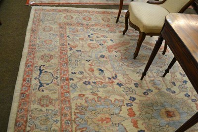 Lot 472 - Afghan 'Ziegler' design carpet, the cream field with angular vines round a medallion enclosed...