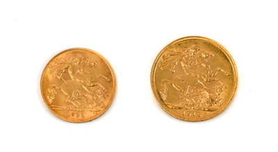 Lot 2215 - George V, Sovereign 1912 and Half Sovereign...