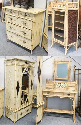 Lot 1423 - ~ Aesthetic movement four-piece bamboo style...