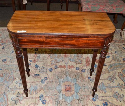 Lot 477 - William IV mahogany fold-over tea table in the manner of Gillows