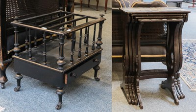 Lot 1450 - ~ A Victorian ebonised Canterbury, and a black...