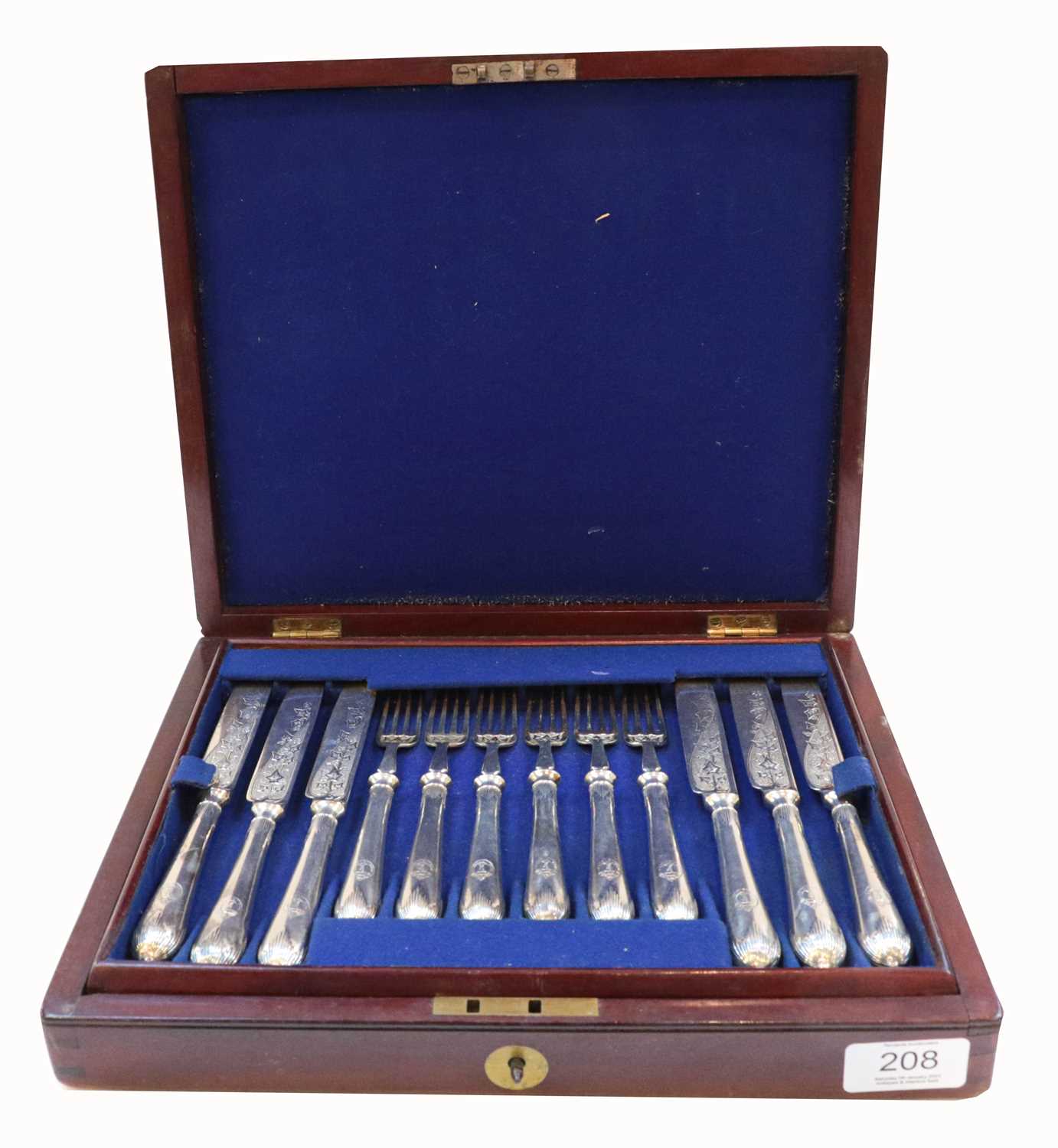 Lot 208 - A cased set of twelve Victorian silver fruit...