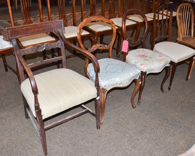 Lot 1300 - A pair of spindle back Windsor chairs, three...