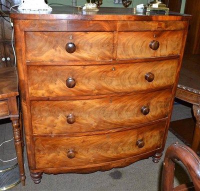 Lot 481 - Victorian mahogany five drawer bow fronted chest of drawers