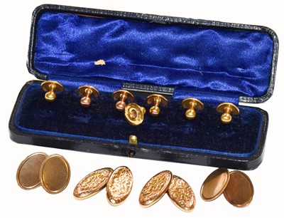 Lot 293 - Two pairs of 9 carat gold cufflinks and seven...