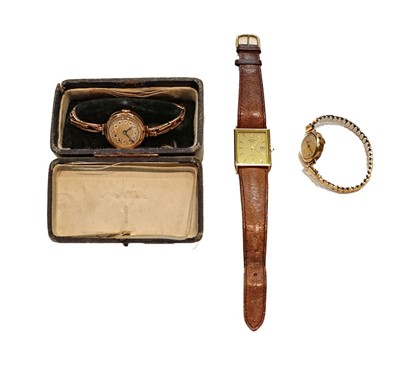 Lot 283 - Two lady's 9 carat gold wristwatches; and a...
