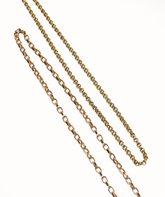 Lot 299 - Two 9 carat gold chains, lengths 60cm and 56cm