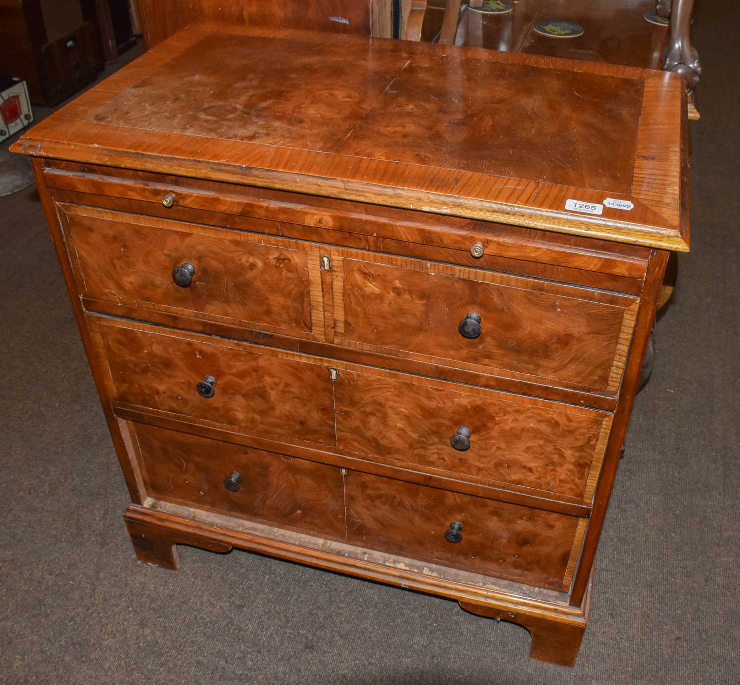 Lot 1265 - ~ A reproduction burr walnut veneered three...