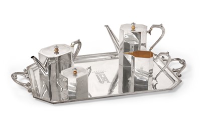 Lot 2230 - A Four-Piece Russian Silver Tea and Coffee-Service With a Tray en Suite