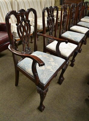 Lot 486 - A set of twelve (10 + 2) 20th century mahogany dining chairs, Chippendale style, with carved splat