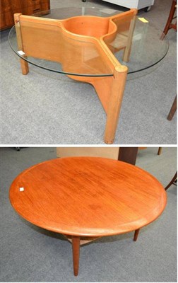 Lot 1010 - A 1960's/1970's Nathan Bent Ply Teak and Glass Coffee Table, in three sections with central...