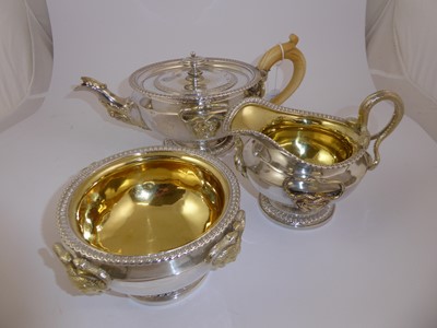 Lot 2221 - A Three-Piece George III Parcel-Gilt Silver Tea-Service