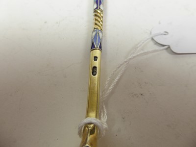 Lot 2226 - Two Russian Silver-Gilt and Enamel Spoons