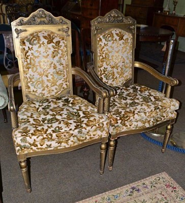 Lot 493 - Pair of gilt armchairs