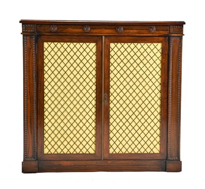 Lot 267 - A Regency Style Rosewood and Brass Grille Door...
