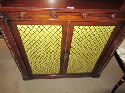 Lot 267 - A Regency Style Rosewood and Brass Grille Door...