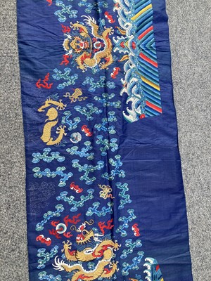Lot 2187 - Early 20th Century Chinese Blue Silk Panel,...