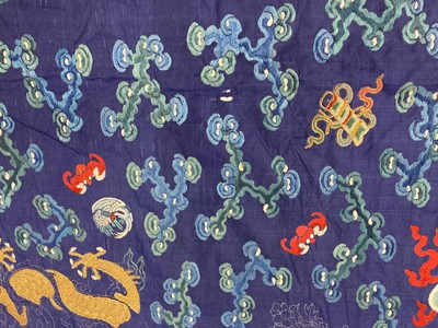 Lot 2187 - Early 20th Century Chinese Blue Silk Panel,...